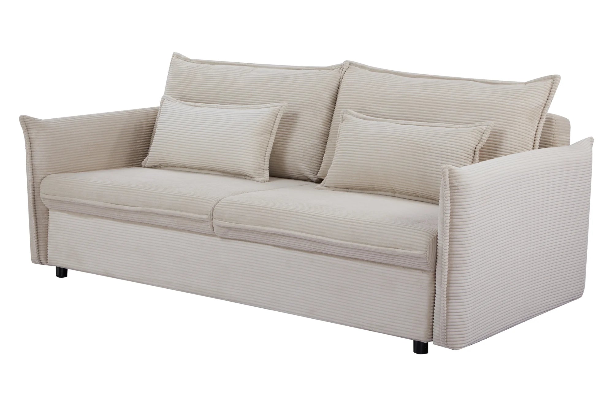 Rozkładana sofa sztruksowa w kolorze beżowym – nowoczesna i wygodna do salonu