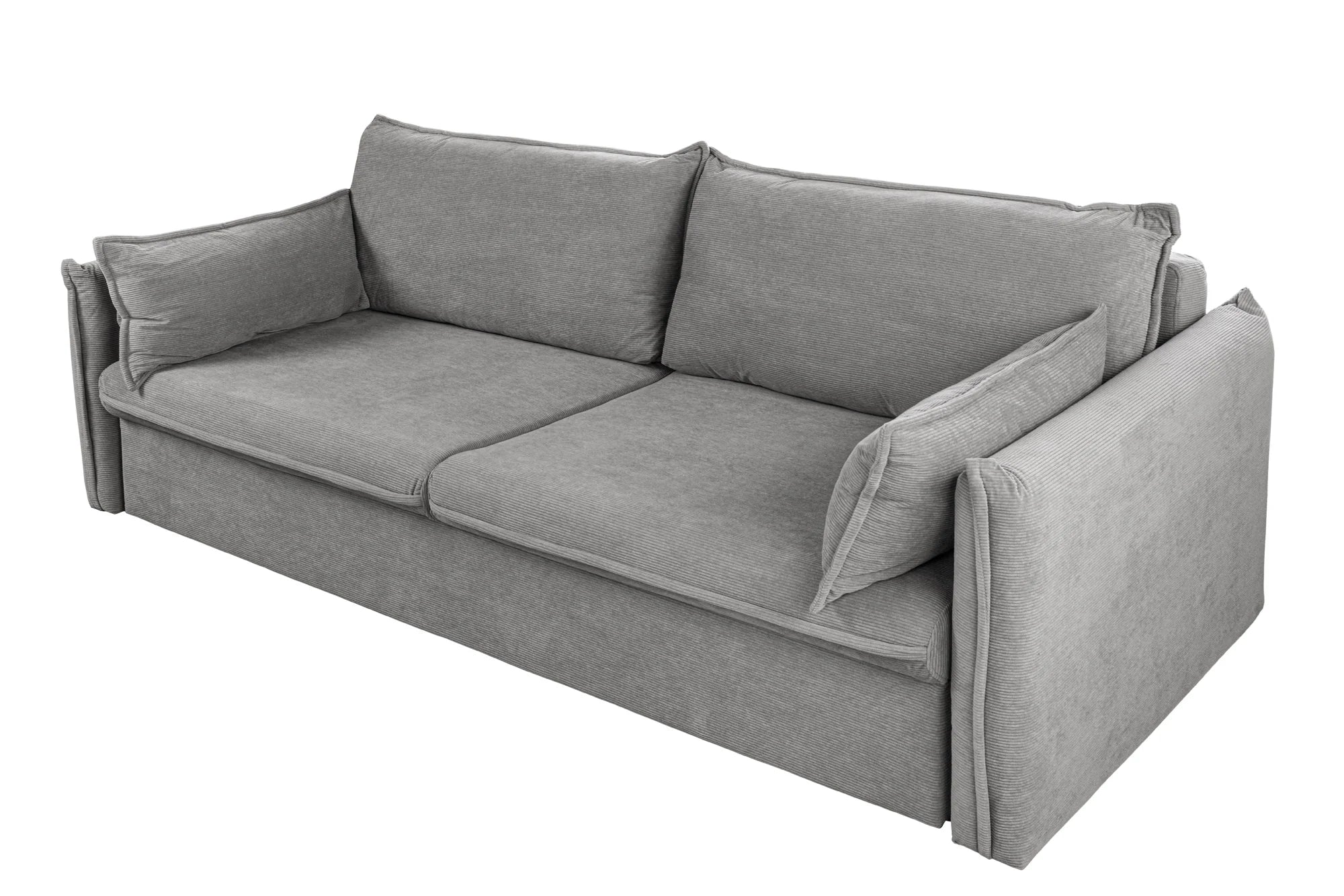 Rozkładana sofa sztruksowa w kolorze szarym – nowoczesna i wygodna do salonu