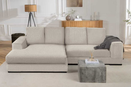 Sofa narożna w nowoczesnym stylu z poduszkami i elastycznym montażem otomany