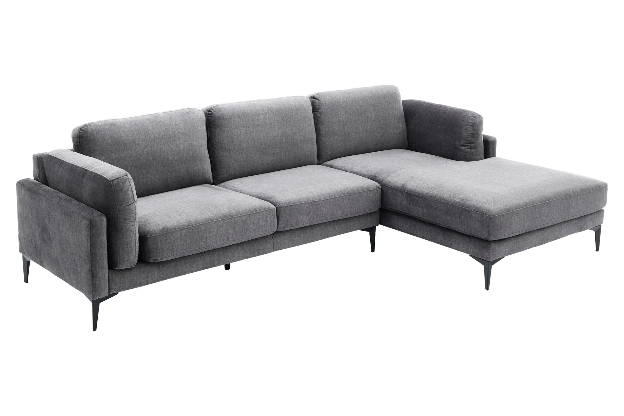 SOFA NAROŻNA MANHATTAN PRAWO STRONNA SZARY AKSAMIT / 44277 / INVICTA INTERIOR - Meblowy Sklep Internetowy Inventio