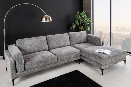 SOFA NAROŻNA MANHATTAN PRAWO STRONNA TKANINA TEKSTUROWANA SZARA / 44278 / INVICTA INTERIOR -  Meblowy Sklep Internetowy Inventio