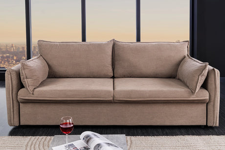 Rozkładana sofa sztruksowa w kolorze toupe – nowoczesna i wygodna do salonu