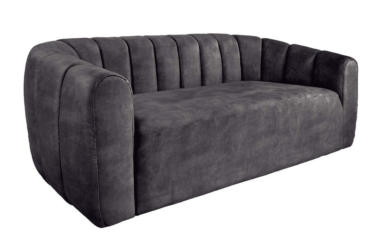 Sofa 3-osobowa z welurową tapicerką i pionowymi przeszyciami – elegancki mebel do nowoczesnego salonu