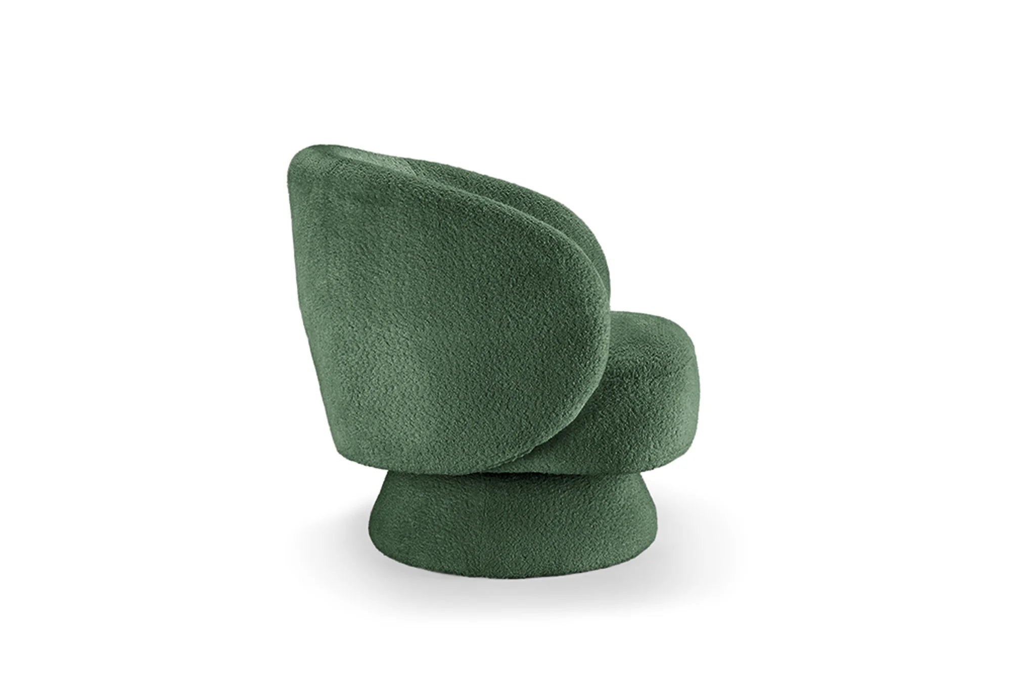 Fotel NOVA w zielonej tkaninie boucle z funkcją obrotową – nowoczesny design i komfort do salonu