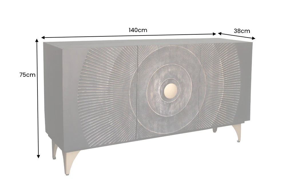 KOMODA SUNSET 140 CM CZARNA / 46658 / INVICTA INTERIOR - Meblowy Sklep Internetowy Inventio