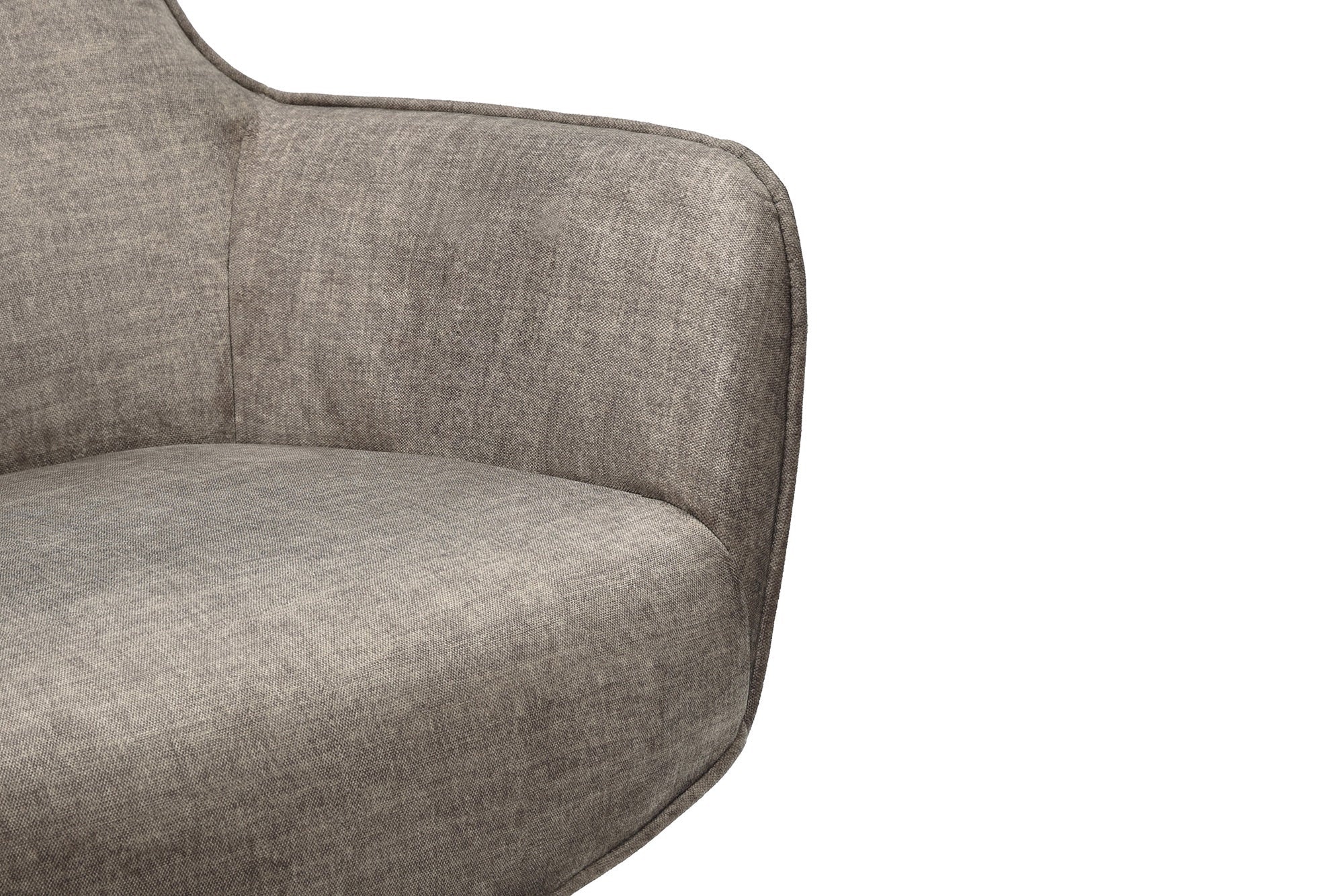 Fotel obrotowy tapicerowany aksamitem w kolorze taupe na czarnej metalowej podstawie