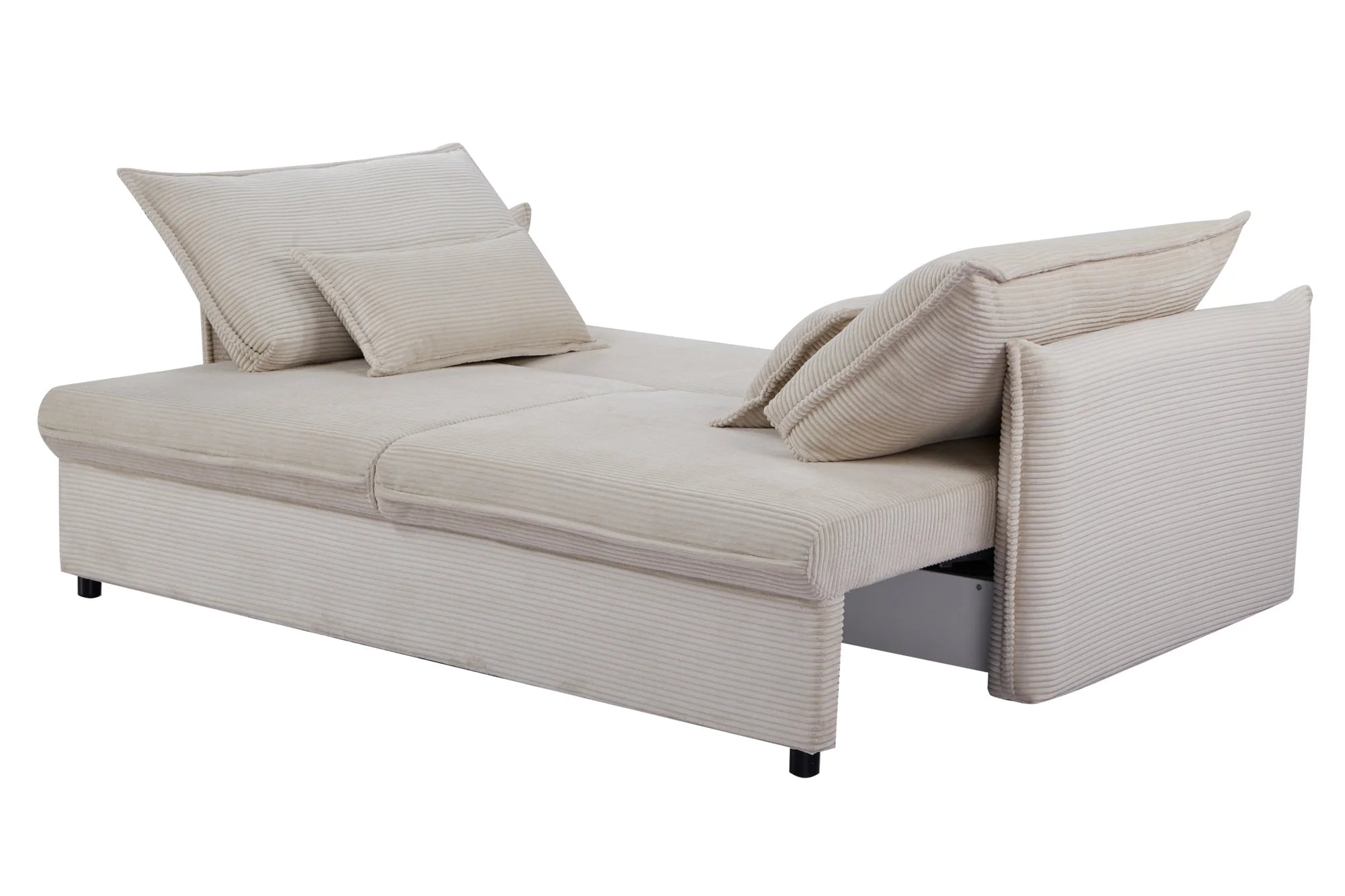 Rozkładana sofa sztruksowa w kolorze beżowym – nowoczesna i wygodna do salonu