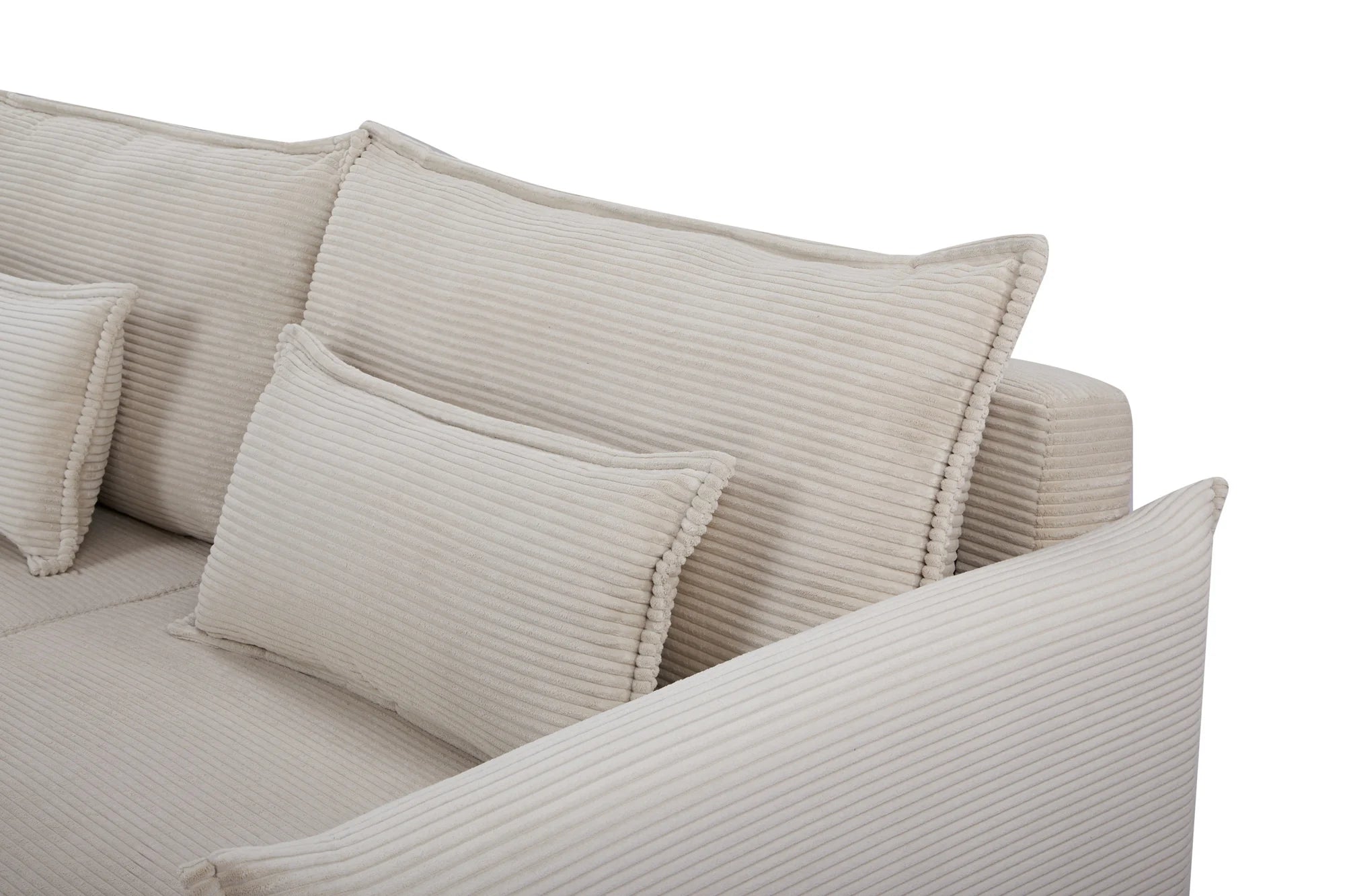 Rozkładana sofa sztruksowa w kolorze beżowym – nowoczesna i wygodna do salonu