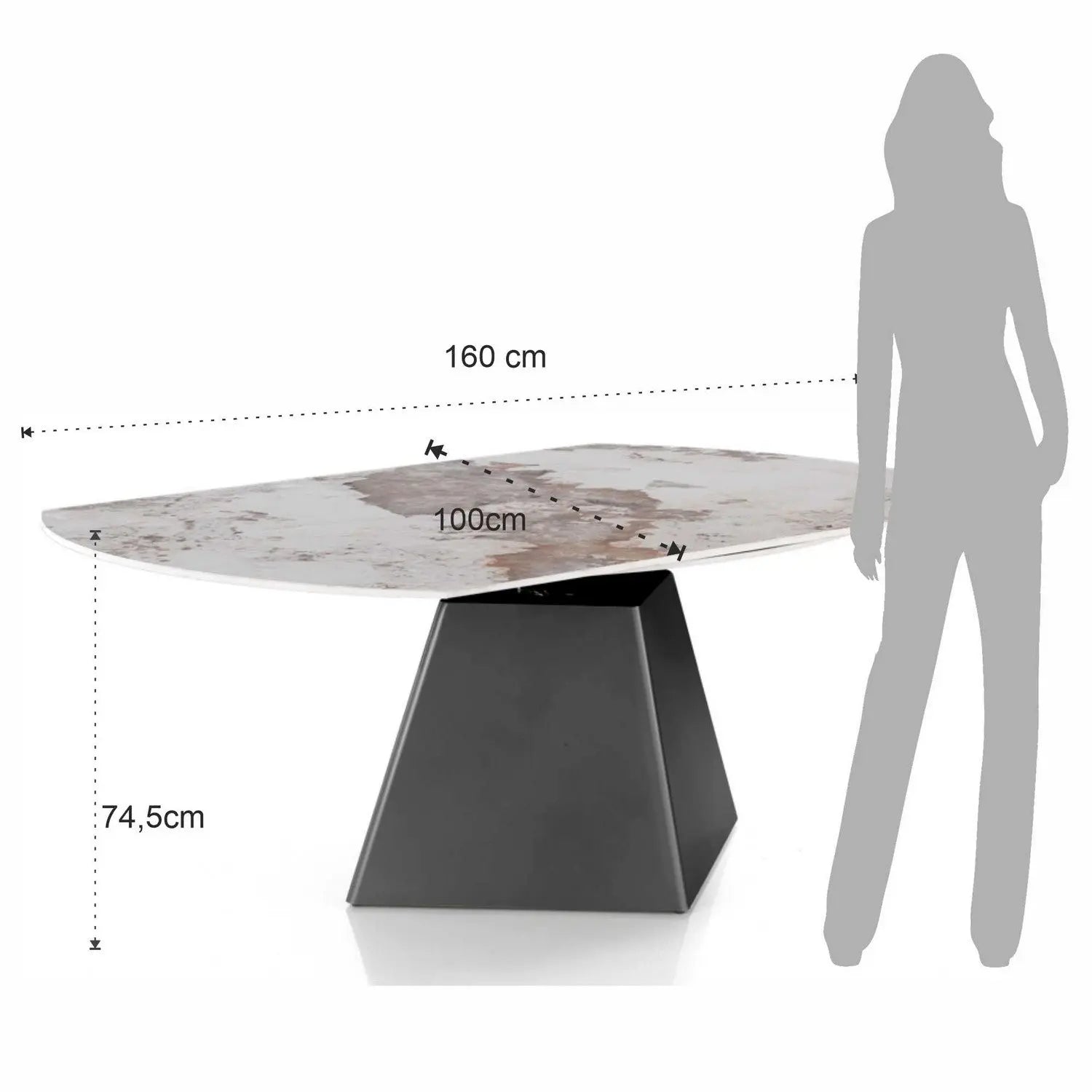 WŁOSKI STÓŁ BOLLARD ROZKŁADANY DO OKRĄGŁEGO O ŚREDNICY 160 CM ANTRACYTOWA PODSTWA/ 5818 / TM TM