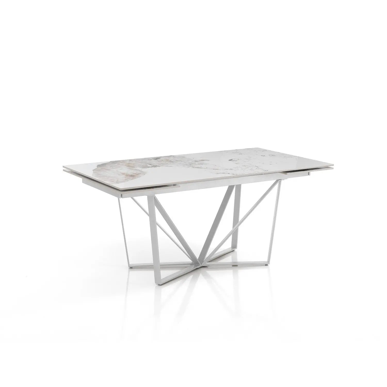 WŁOSKI NOWOCZESNY STÓŁ ROZKŁADANY SPINNE Z CERAMICZNYM BLATEM OPTYKA MARMUR BIAŁA PODSTAWA 160 (200-240)/ 5914 / TM TM
