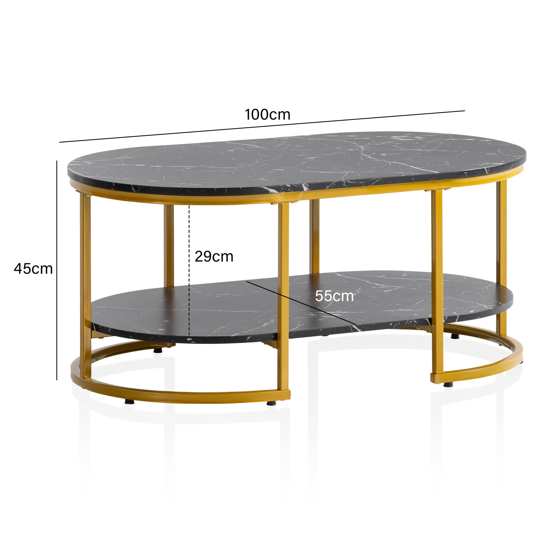STOLIK WOHNLING OPTYKA CZARNY MARMUR 100 CM / WL6.896 - Meblowy Sklep Internetowy Inventio