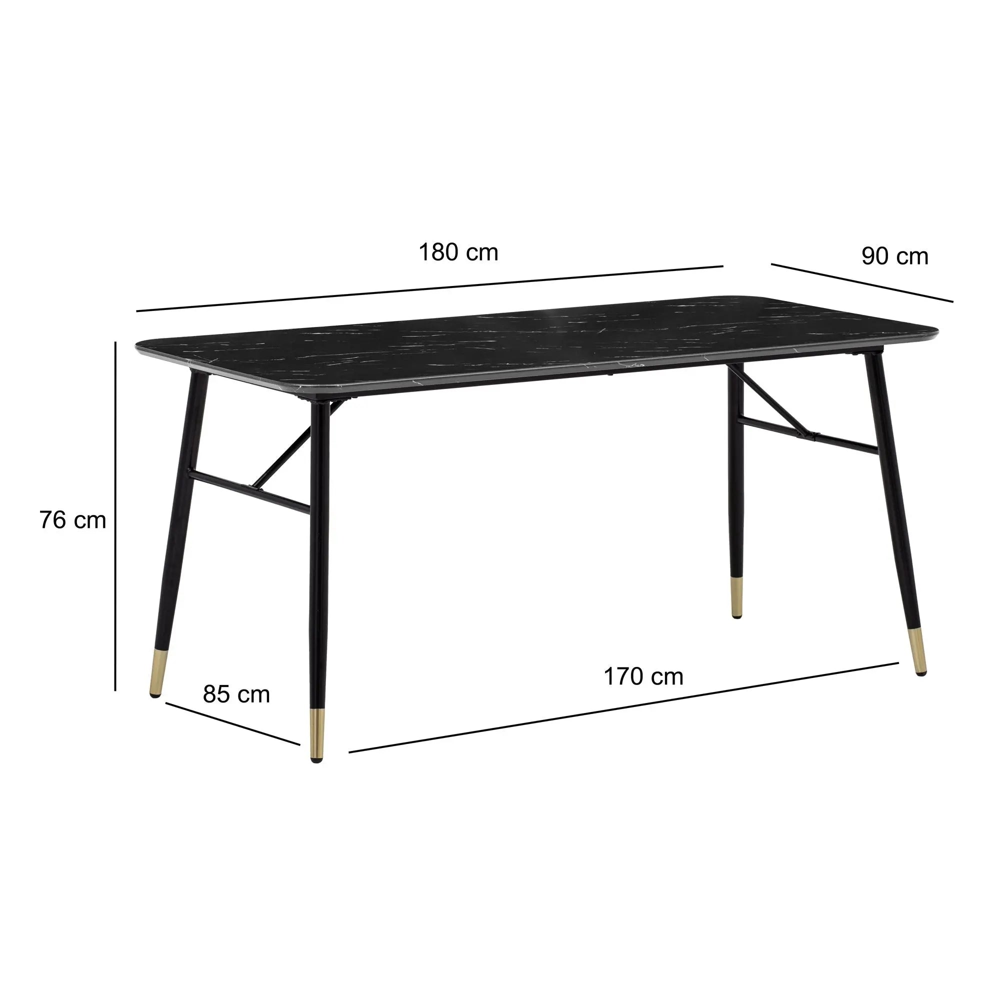 STÓŁ DO JADALNI WOHNLING OPTYKA CZARNY MARMUR 180 CM / WL6.962 Invicta Interior