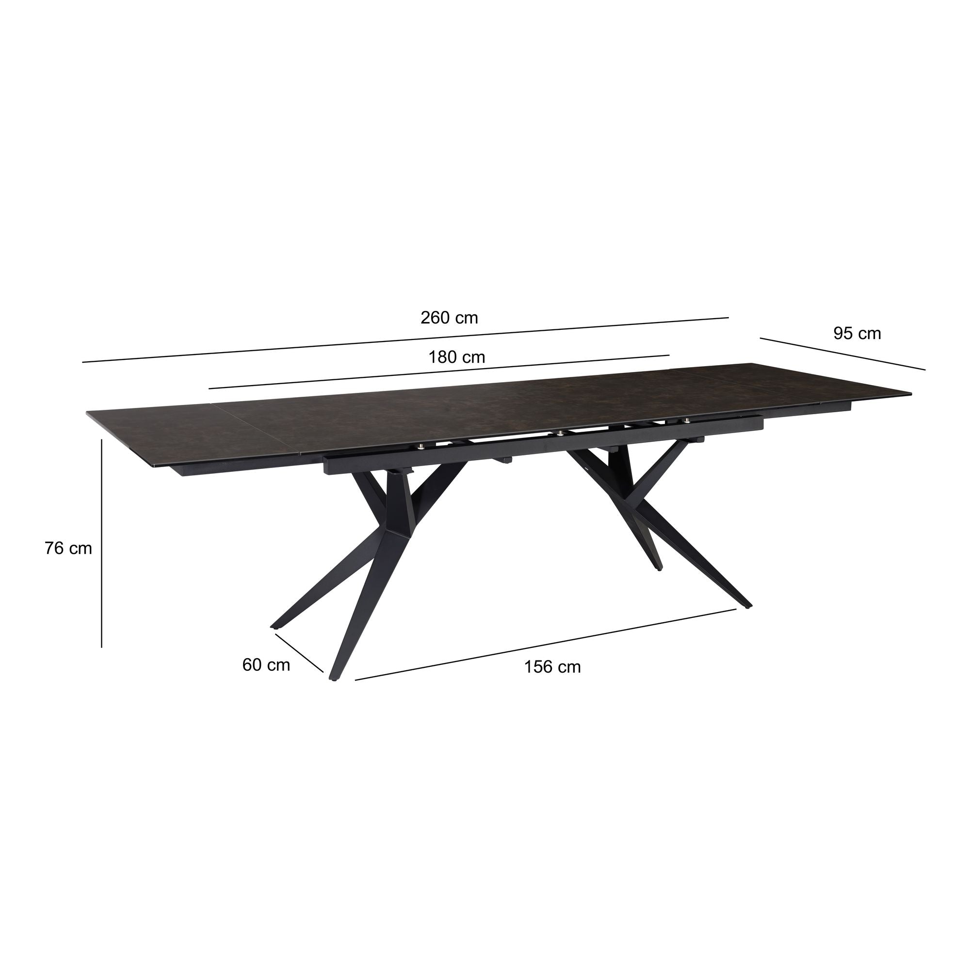 STÓŁ DO JADALNI ROZKŁADANY WOHNLING Z CERAMICZNYM BLATEM 180 - 260 CM / WL7.146 - Meblowy Sklep Internetowy Inventio