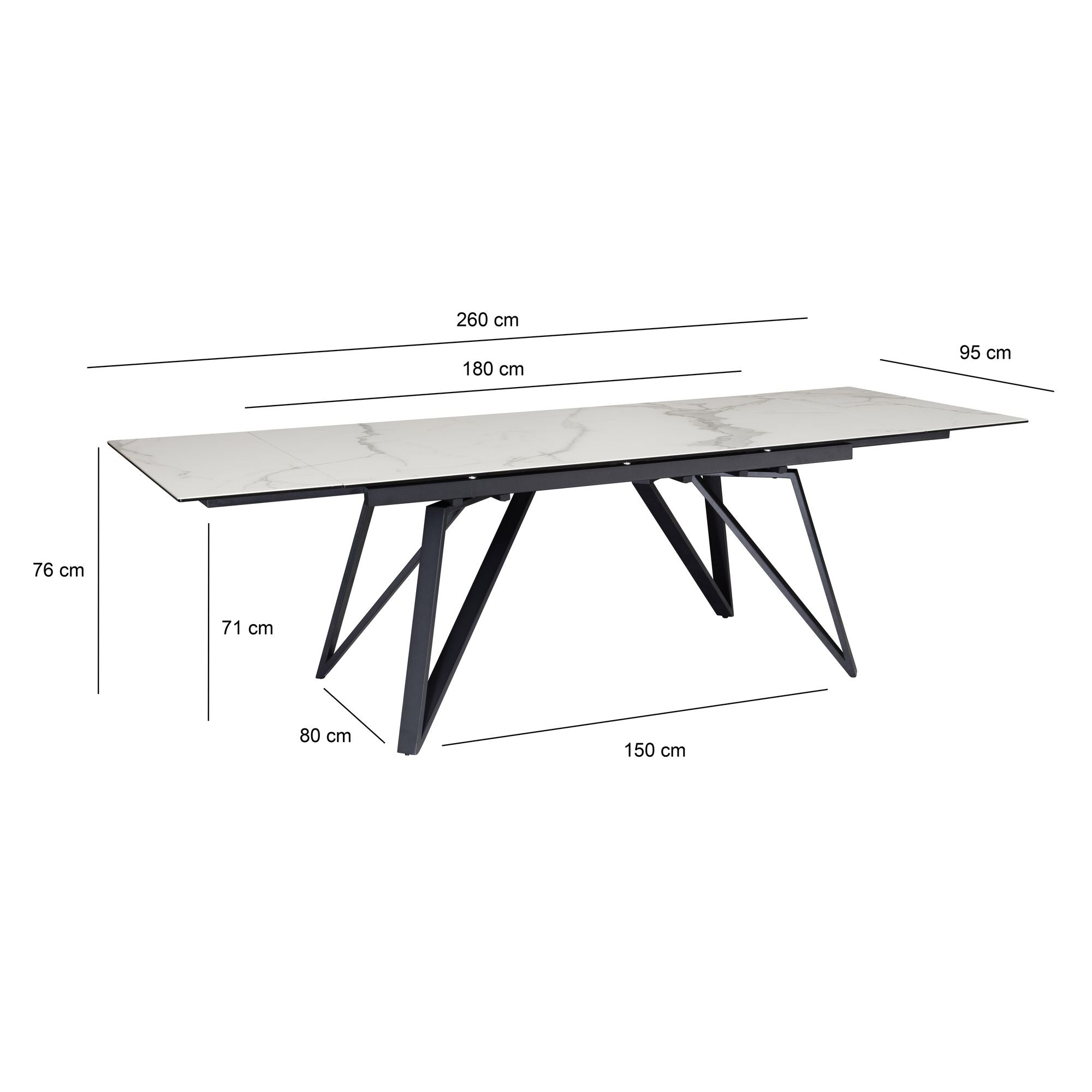 STÓŁ DO JADALNI ROZKŁADANY WOHNLING Z CERAMICZNYM BLATEM 180 - 260 CM / WL7.149 - Meblowy Sklep Internetowy Inventio