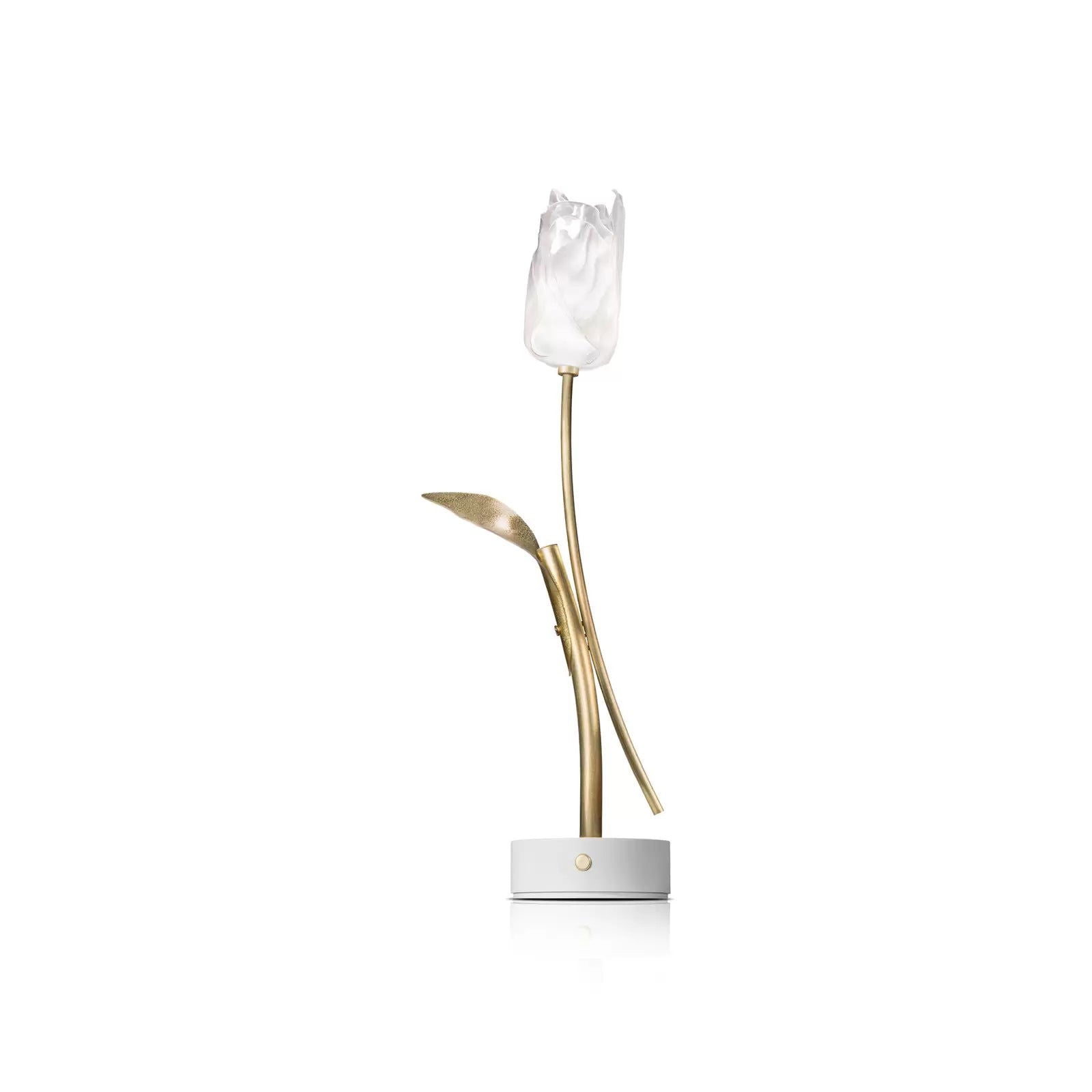 Akumulatorowa lampa stołowa LED Tulip, biała podstawa