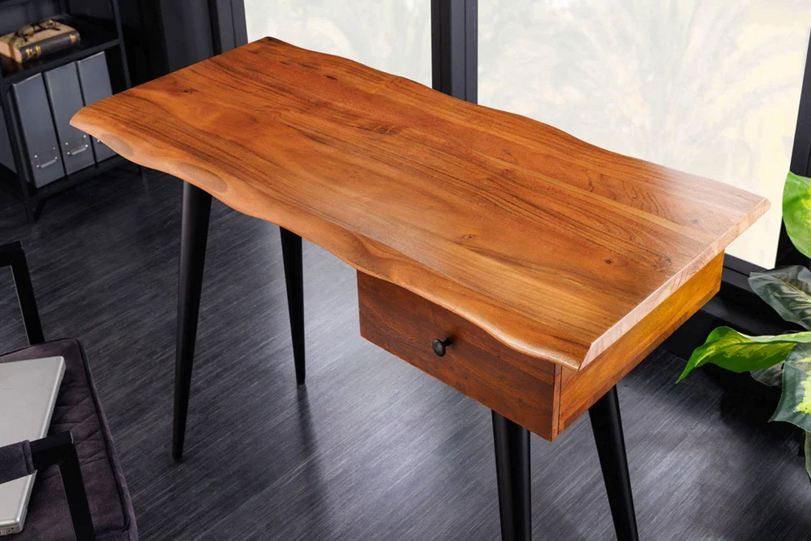 BIURKO DREWNO AKACJOWE 110 CM / 42374  / INVICTA INTERIOR