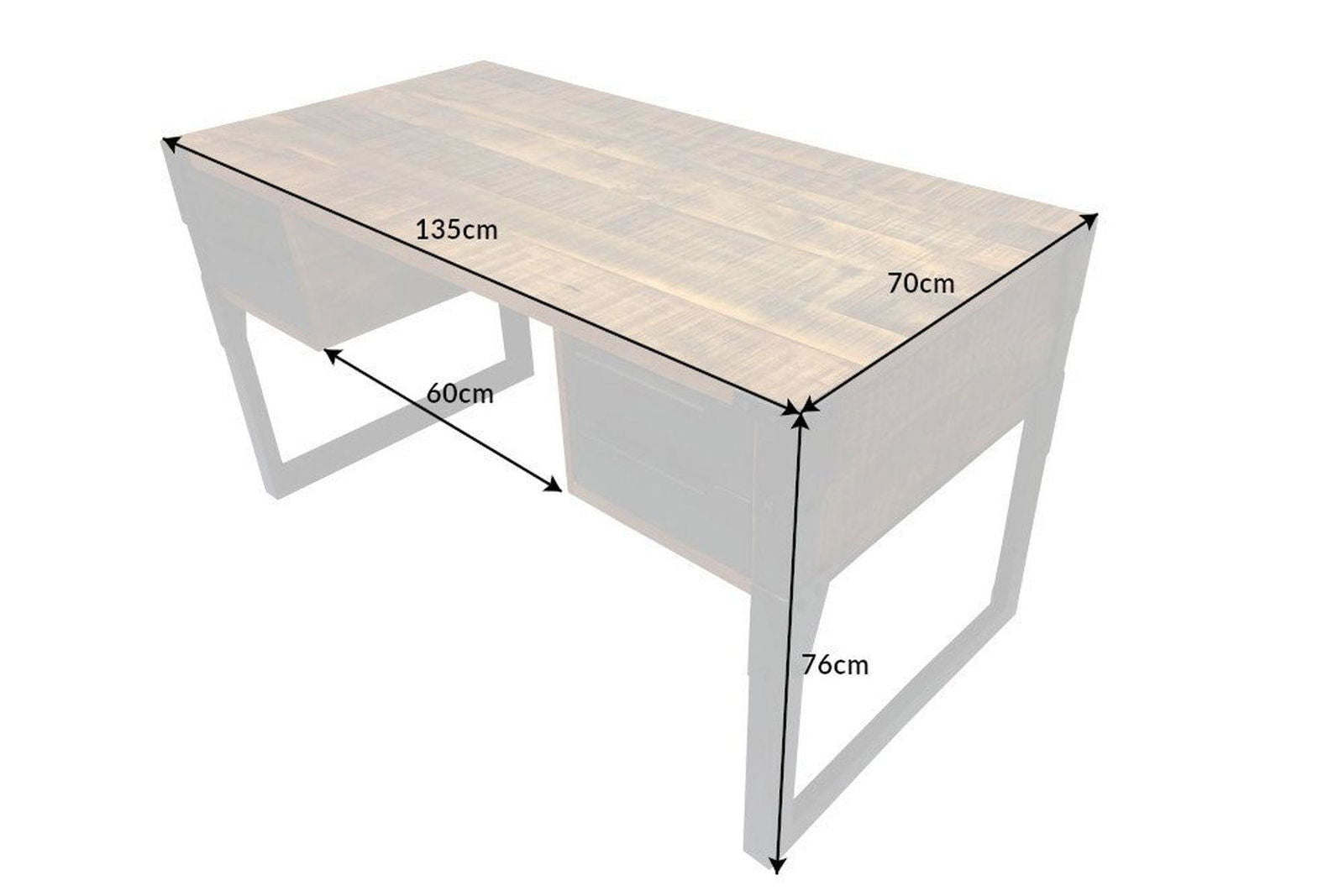 BIURKO FACTORY 135 CM NATURALNE MANGO / 40548 / 36768  / INVICTA INTERIOR