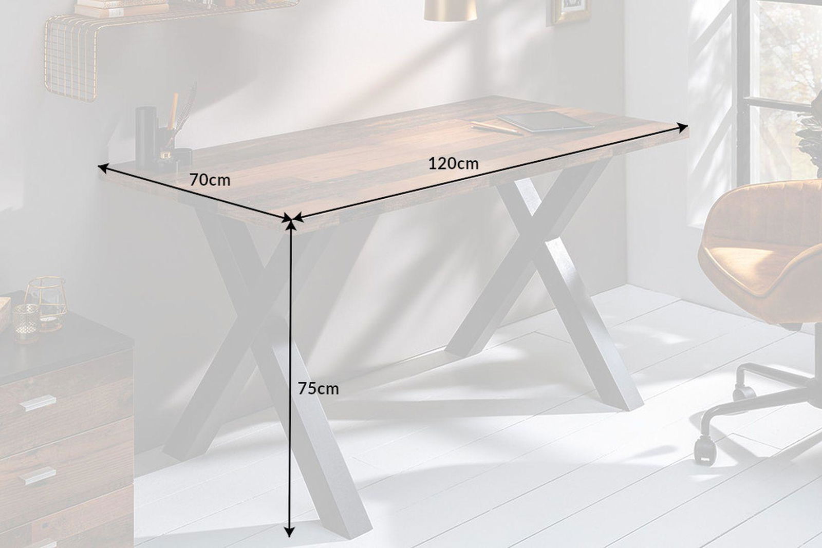 BIURKO MONTREAL 120 CM OPTYKA DĄB SHABBY 41838  / INVICTA INTERIOR