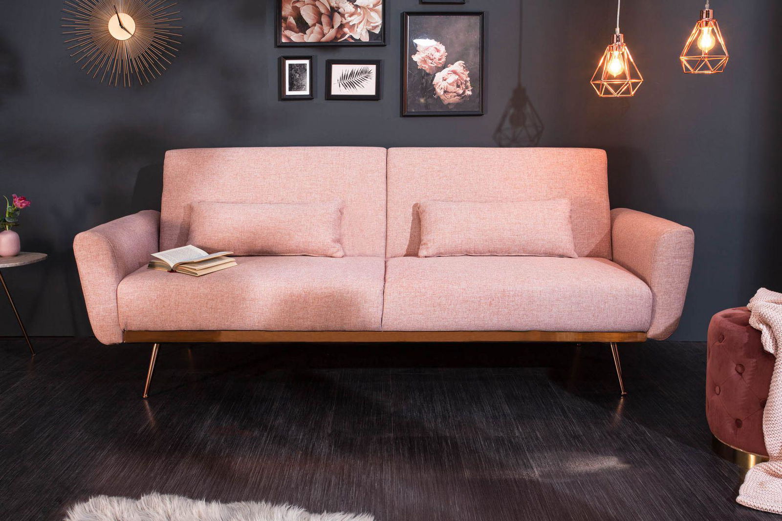 Bellezza sofa rozkładana 208 cm altrosa / 39913 / INVICTA INTERIOR