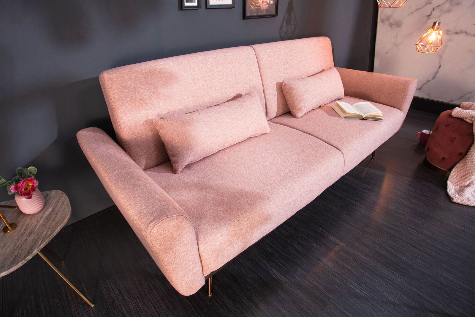 Bellezza sofa rozkładana 208 cm altrosa / 39913 / INVICTA INTERIOR