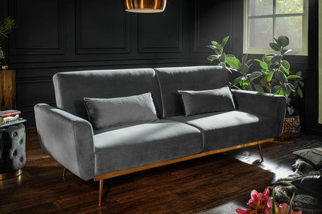 Bellezza sofa rozkładana 208 cm szary aksamit / 39915 / INVICTA INTERIOR
