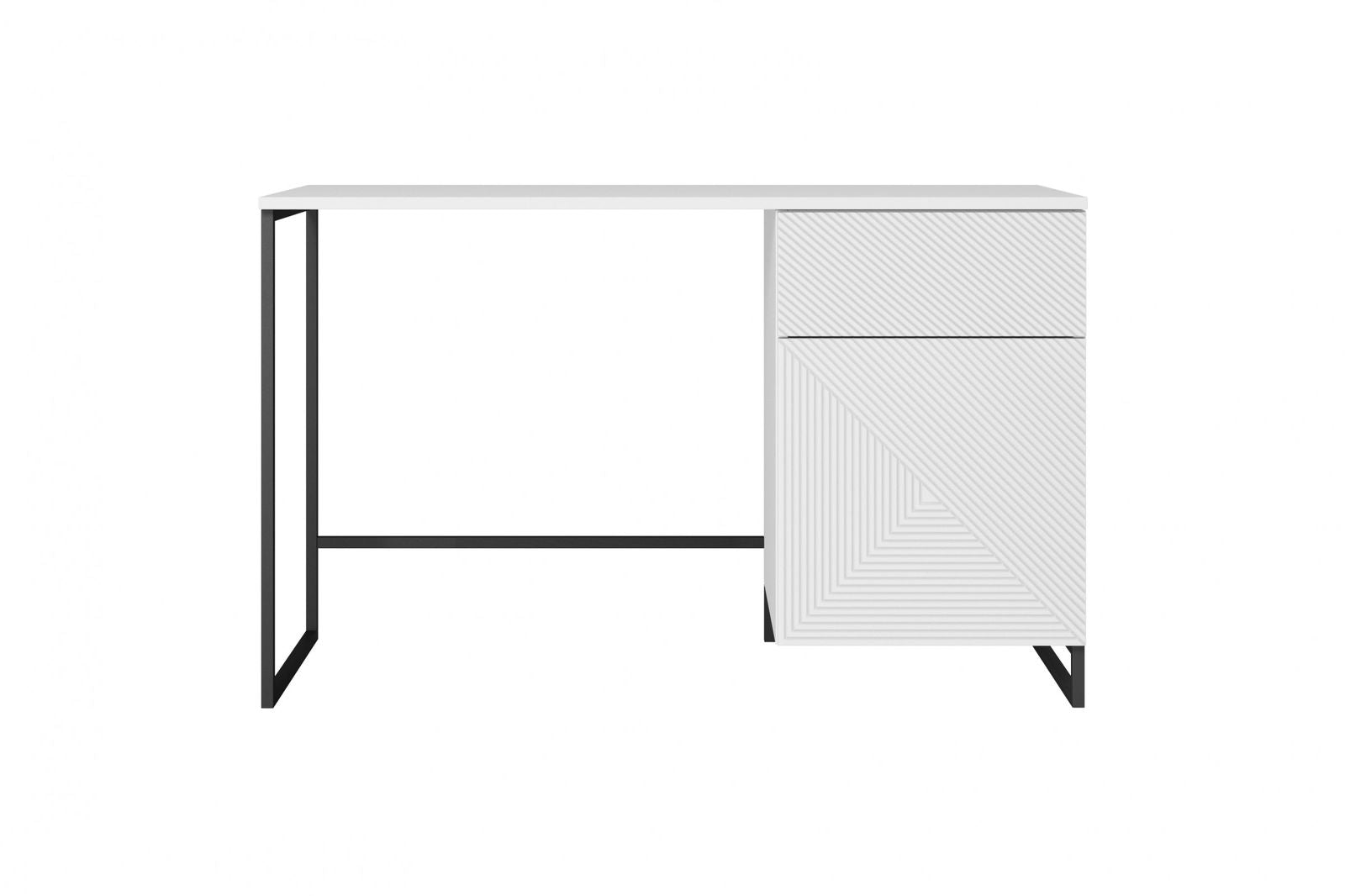 Biurko Asha z szufladą 120 cm - biały mat / czarny stelaż