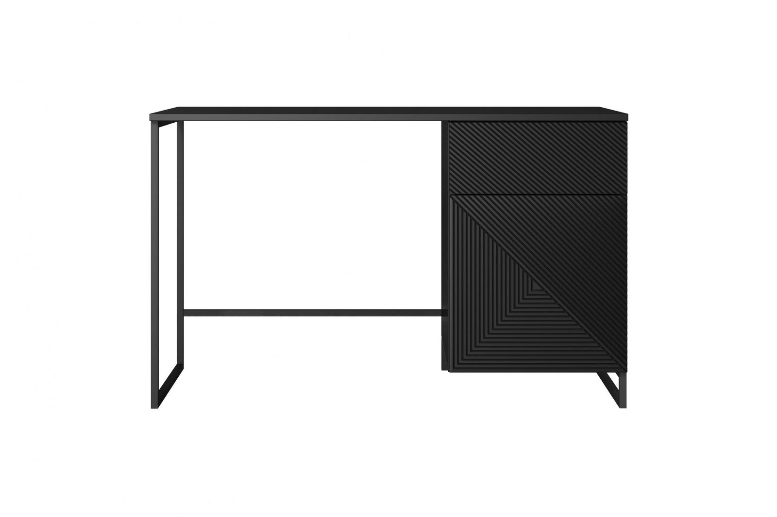 Biurko Asha z szufladą 120 cm - czarny mat / czarny stelaż
