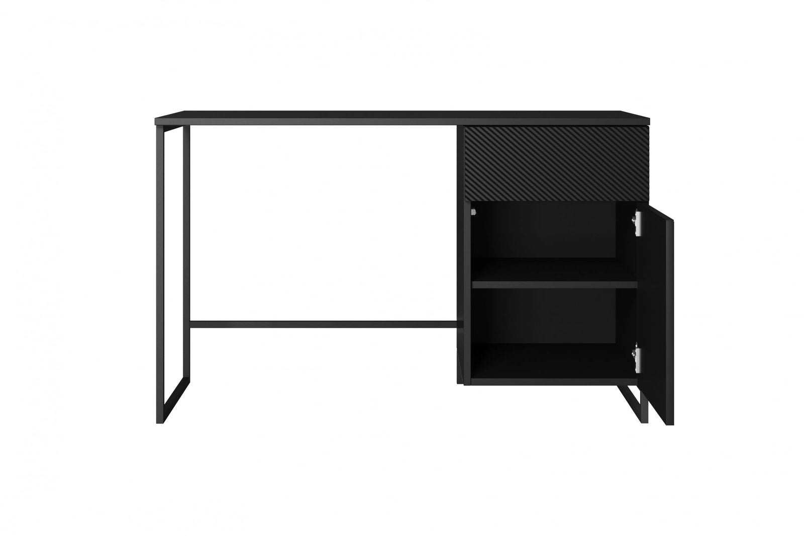 Biurko Asha z szufladą 120 cm - czarny mat / czarny stelaż