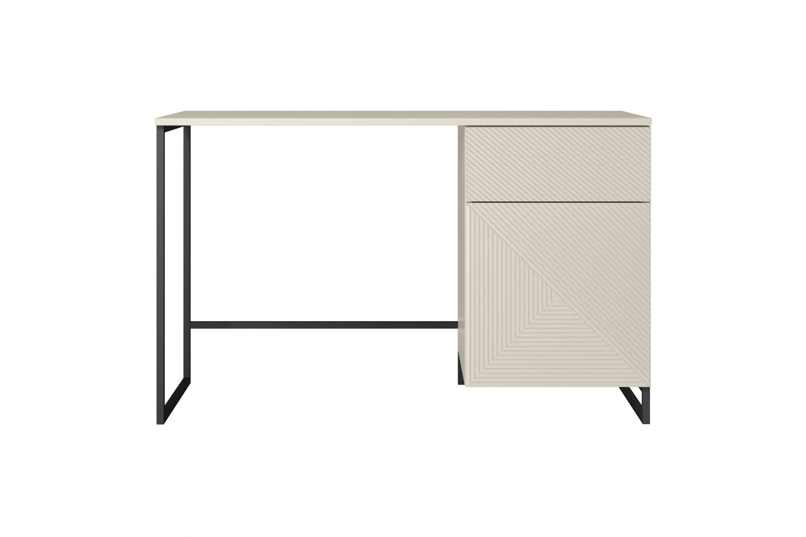 Biurko Asha z szufladą 120 cm - kaszmir / czarny stelaż