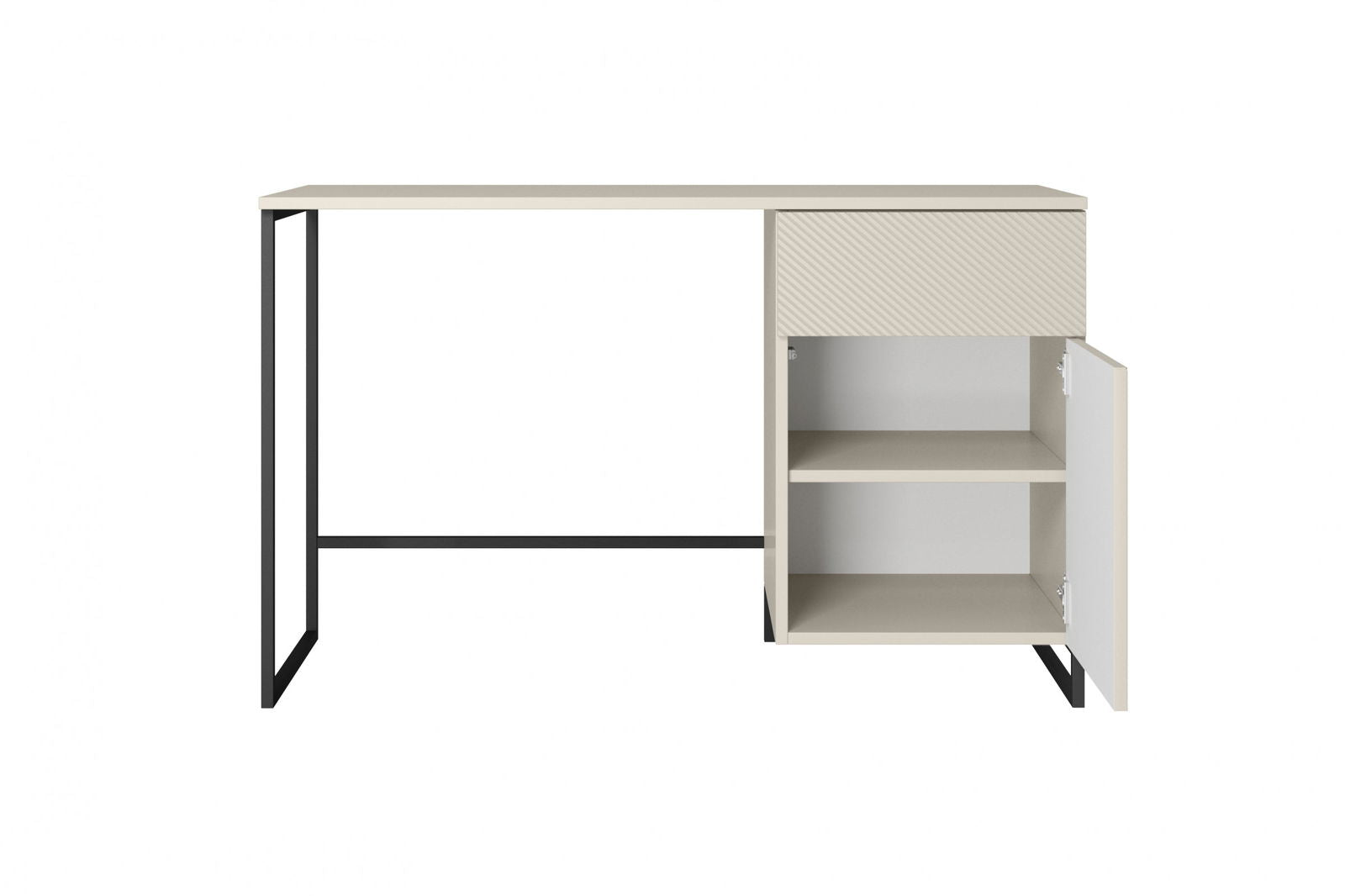 Biurko Asha z szufladą 120 cm - kaszmir / czarny stelaż