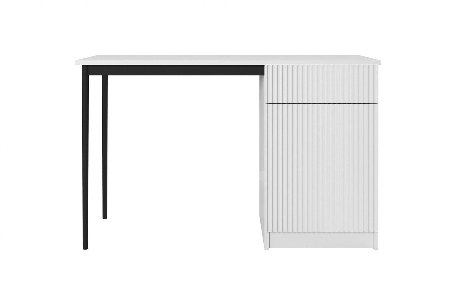 Biurko Nicole z szufladą 120 cm - biały mat / czarne nóżki