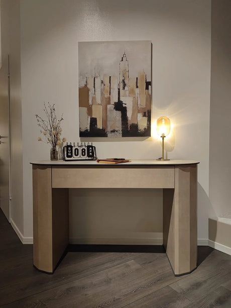 Włoska konsola Dune 134 cm – nowoczesny blat w optyce marmuru, elegancki mebel do salonu lub przedpokoju