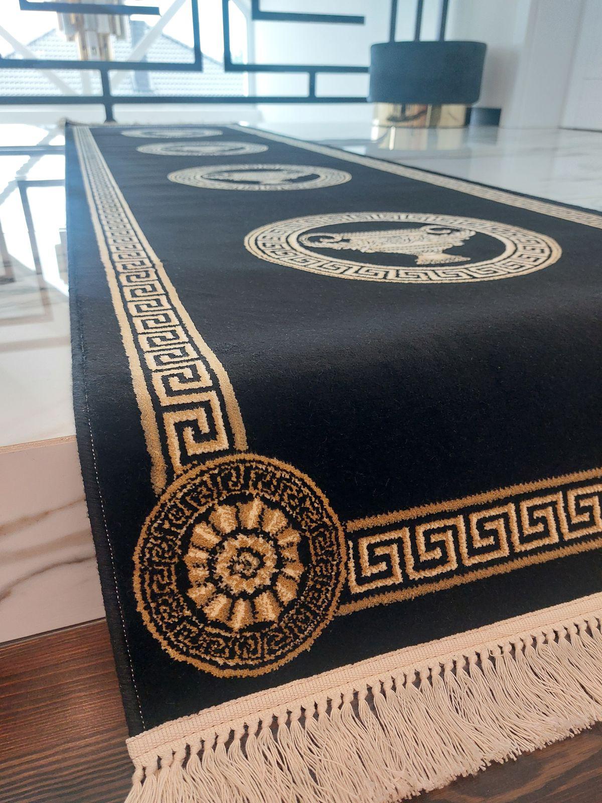Dywan do holu z meandrem Versace + waza czarny 80/200
