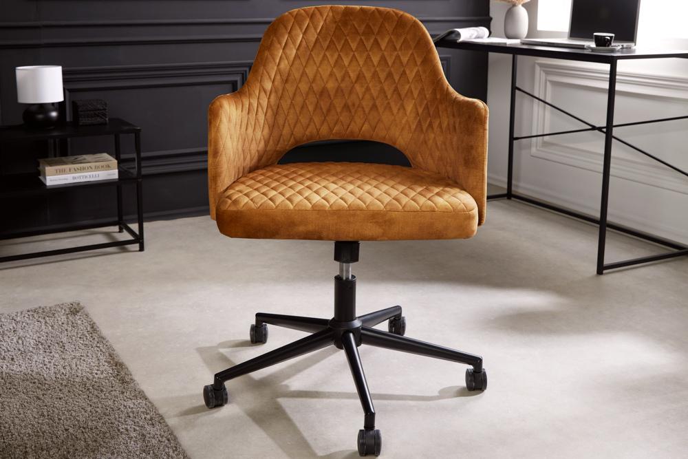 FOTEL BIUROWY PARIS OBROTOWY ŻÓŁTY AKSAMIT / 43684 / INVICTA INTERIOR