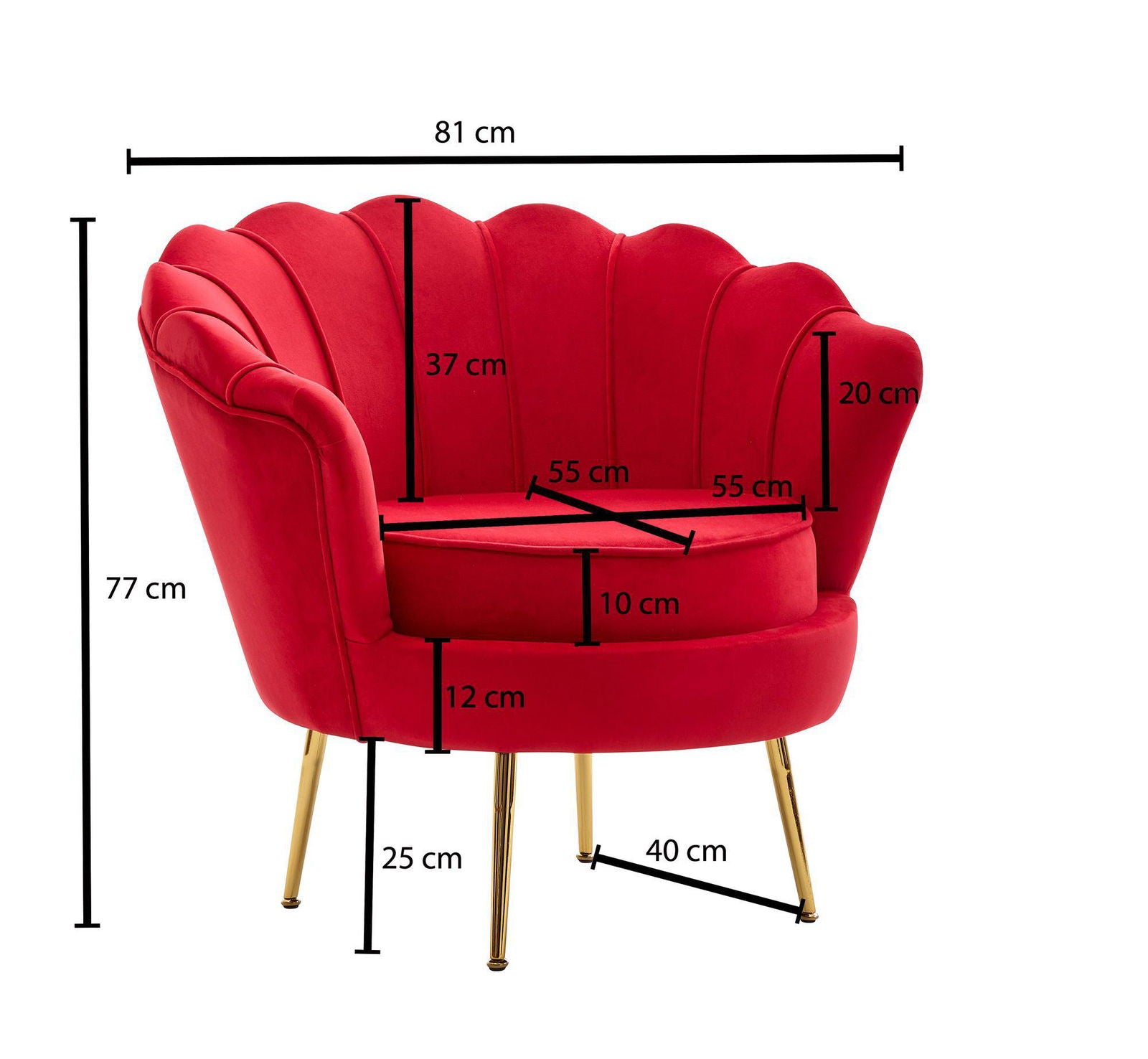 Fotel velvet czerwony 81 cm Wohnling / WL6.428