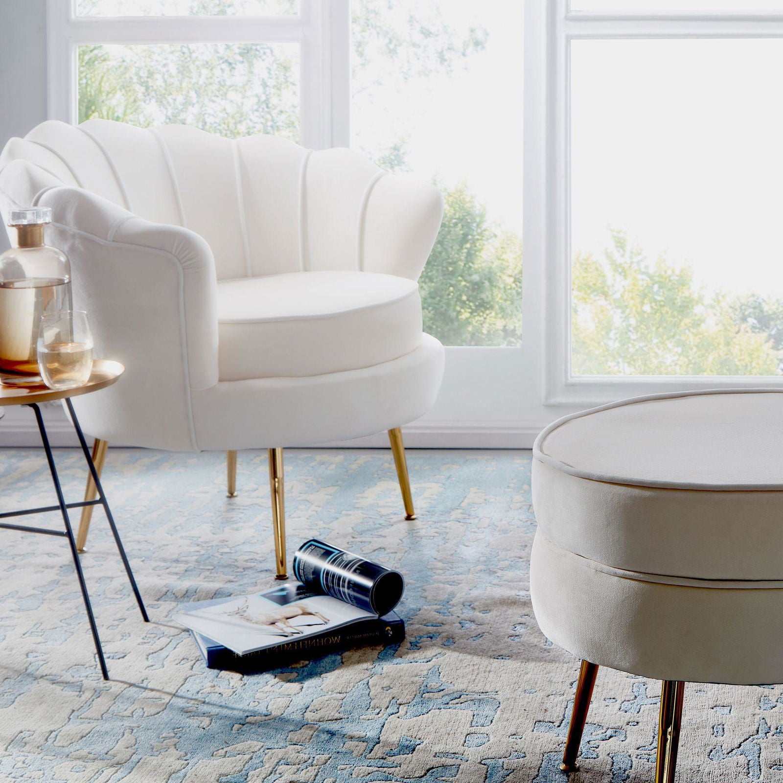 Fotel velvet kremowy 81 cm Wohnling / WL6.430