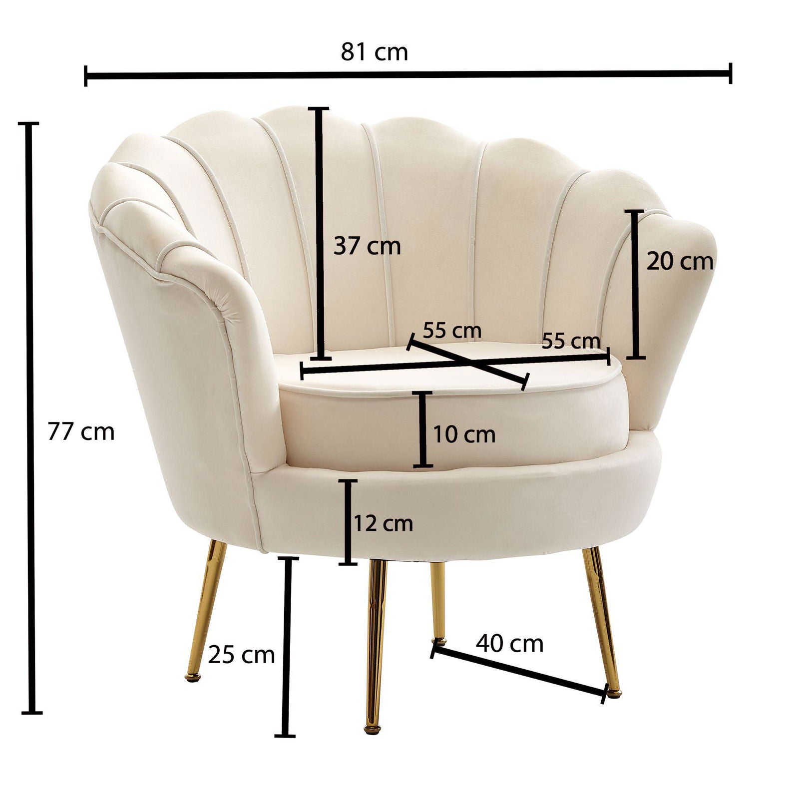 Fotel velvet kremowy 81 cm Wohnling / WL6.430