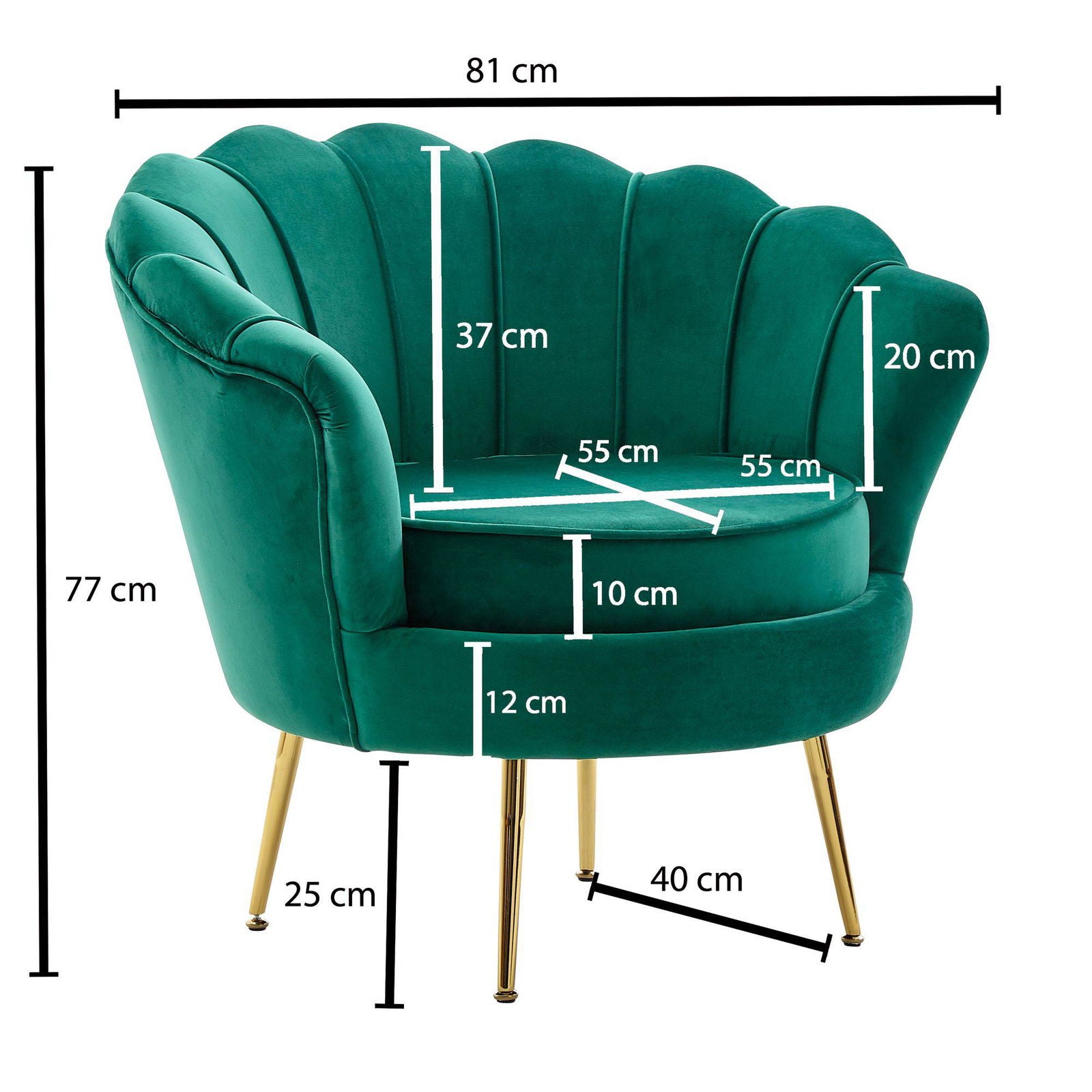 Fotel velvet zielony 81 cm Wohnling / WL6.432
