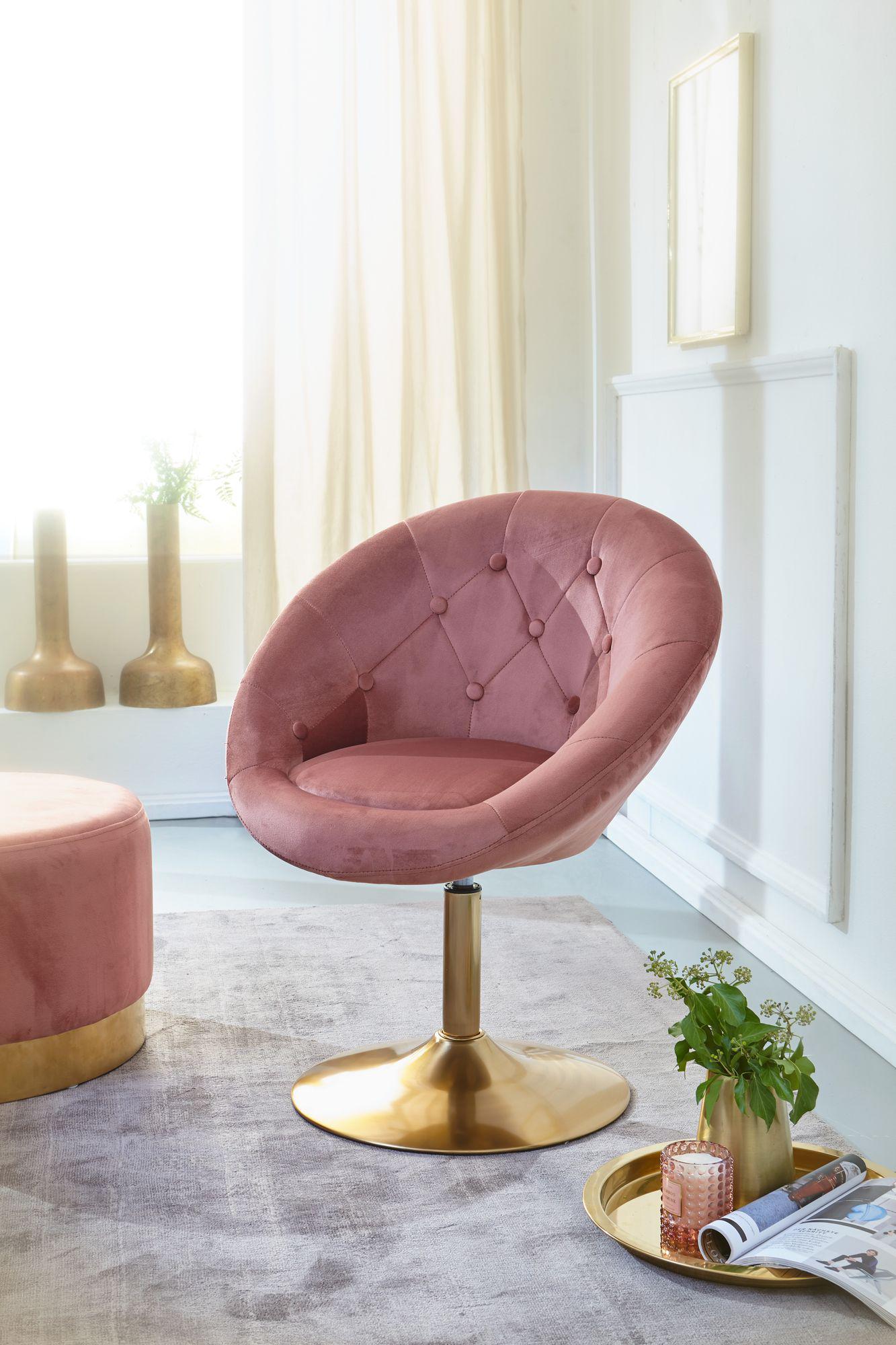Fotel wypoczynkowy obrotowy Club Chair Velvet różowy Wohnling / WL6.300