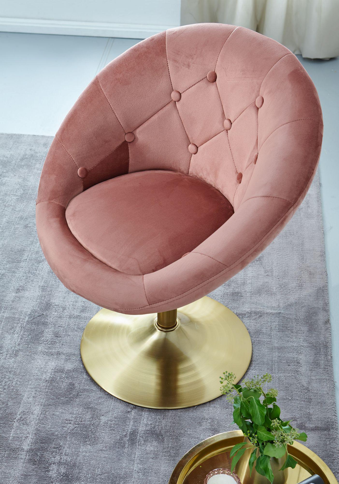 Fotel wypoczynkowy obrotowy Club Chair Velvet różowy Wohnling / WL6.300