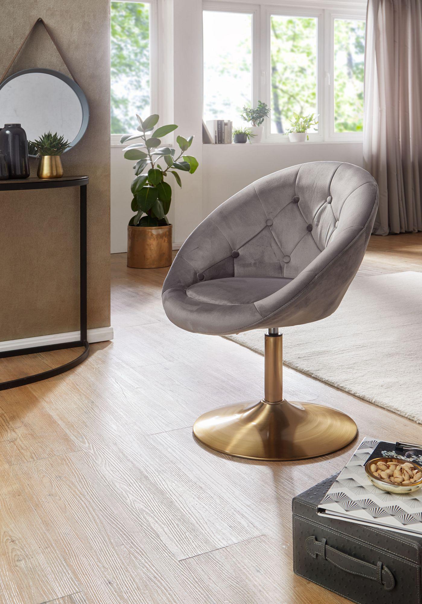Fotel wypoczynkowy obrotowy Club Chair Velvet szary Wohnling/ WL6.299