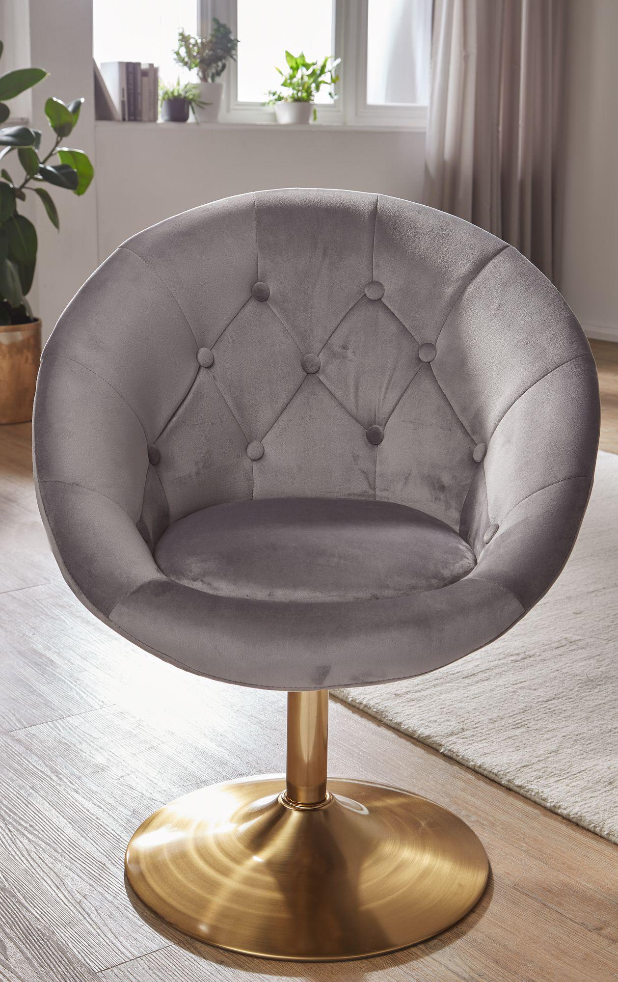 Fotel wypoczynkowy obrotowy Club Chair Velvet szary Wohnling/ WL6.299
