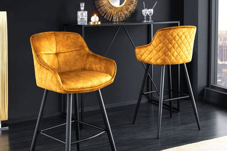 HOKER / KRZESŁO BAROWE EUPHORIA ŻÓŁTY AKSAMIT / 43687 / INVICTA INTERIOR