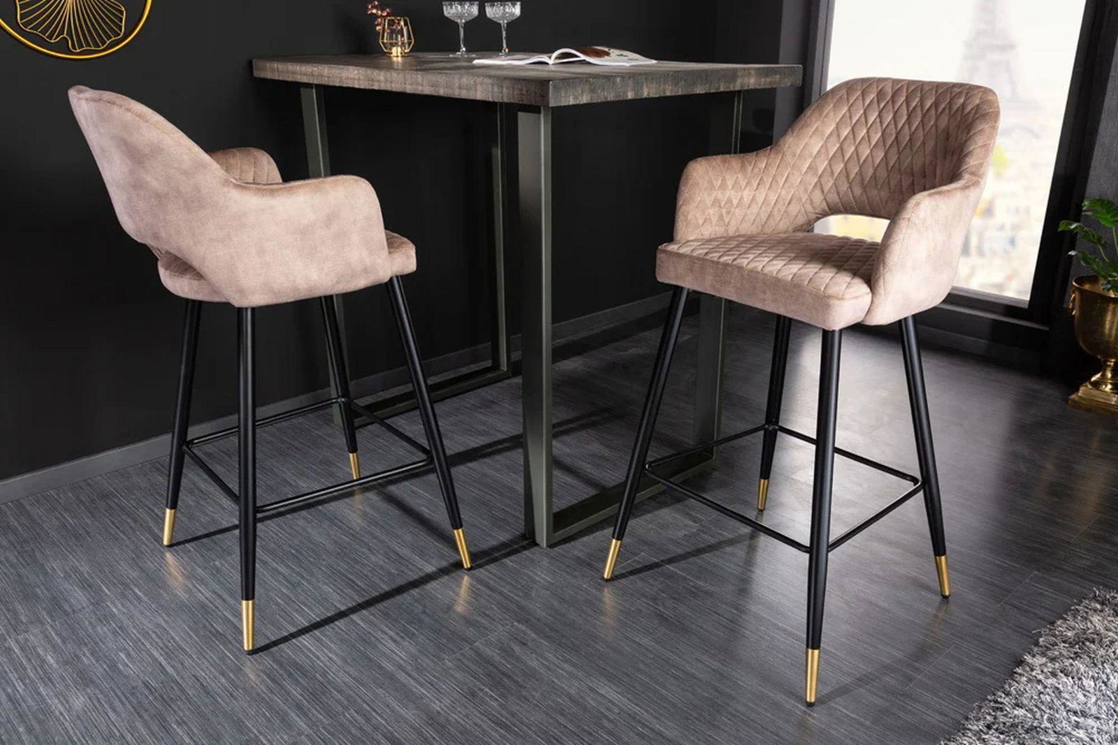 HOKER PARIS TKANINA STRUKTURALNA AKSAMIT BEŻOWY  / 41515  / INVICTA INTERIOR