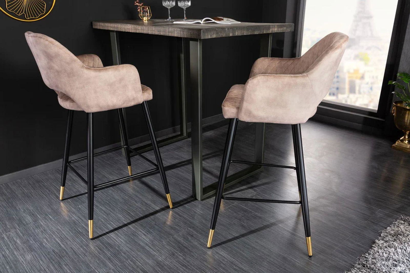 HOKER PARIS TKANINA STRUKTURALNA AKSAMIT BEŻOWY  / 41515  / INVICTA INTERIOR