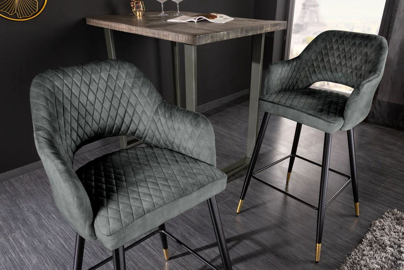 HOKER PARIS TKANINA STRUKTURALNA AKSAMIT CIEMNOZIELONY / 41517 / INVICTA INTERIOR