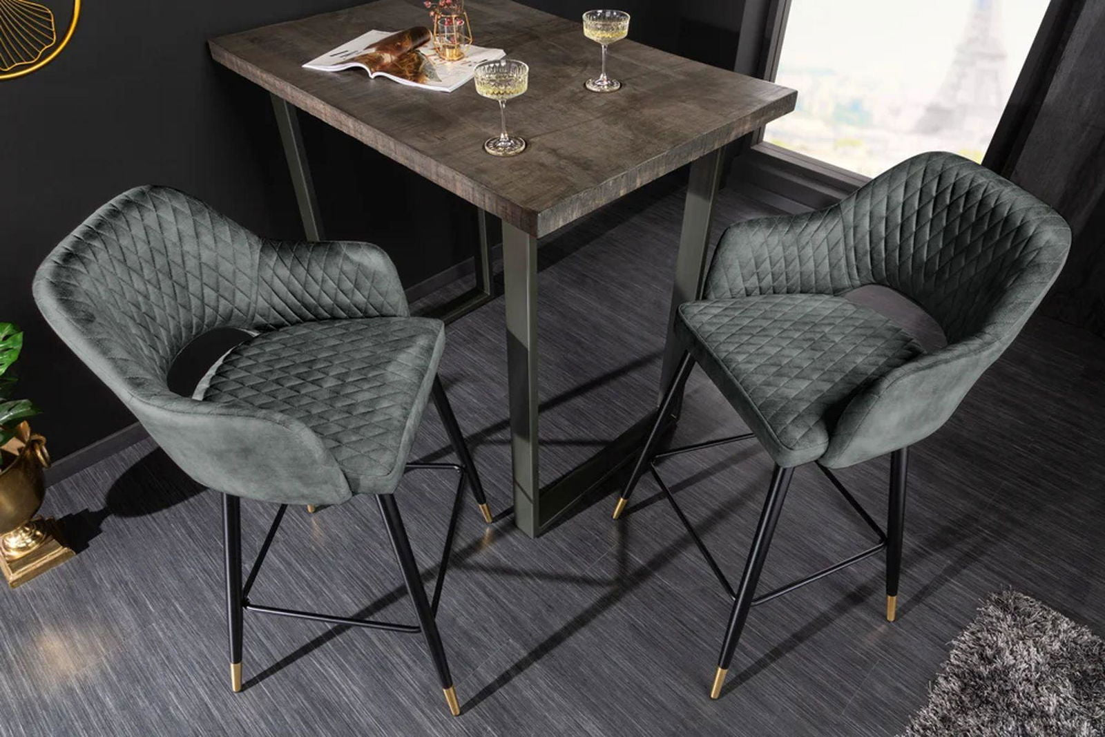 HOKER PARIS TKANINA STRUKTURALNA AKSAMIT CIEMNOZIELONY / 41517 / INVICTA INTERIOR