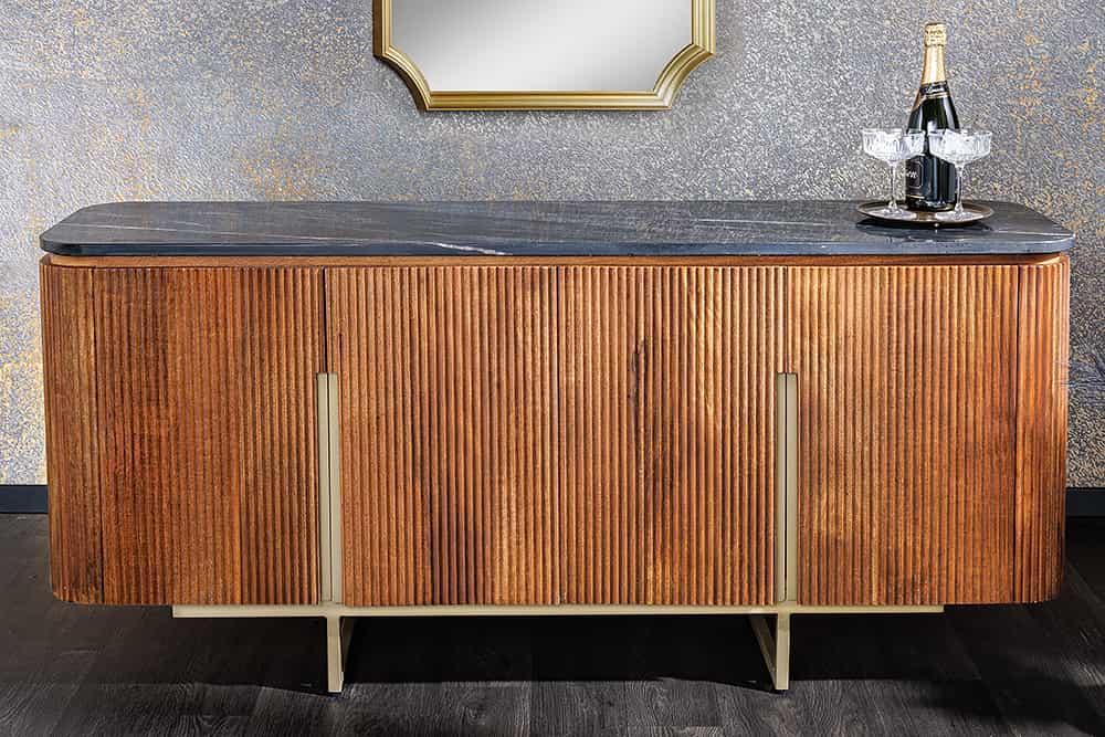 KOMODA GATSBY MANGO CZARNY MARMUROWY BLAT /160CM / 43336 / INVICTA INTERIOR