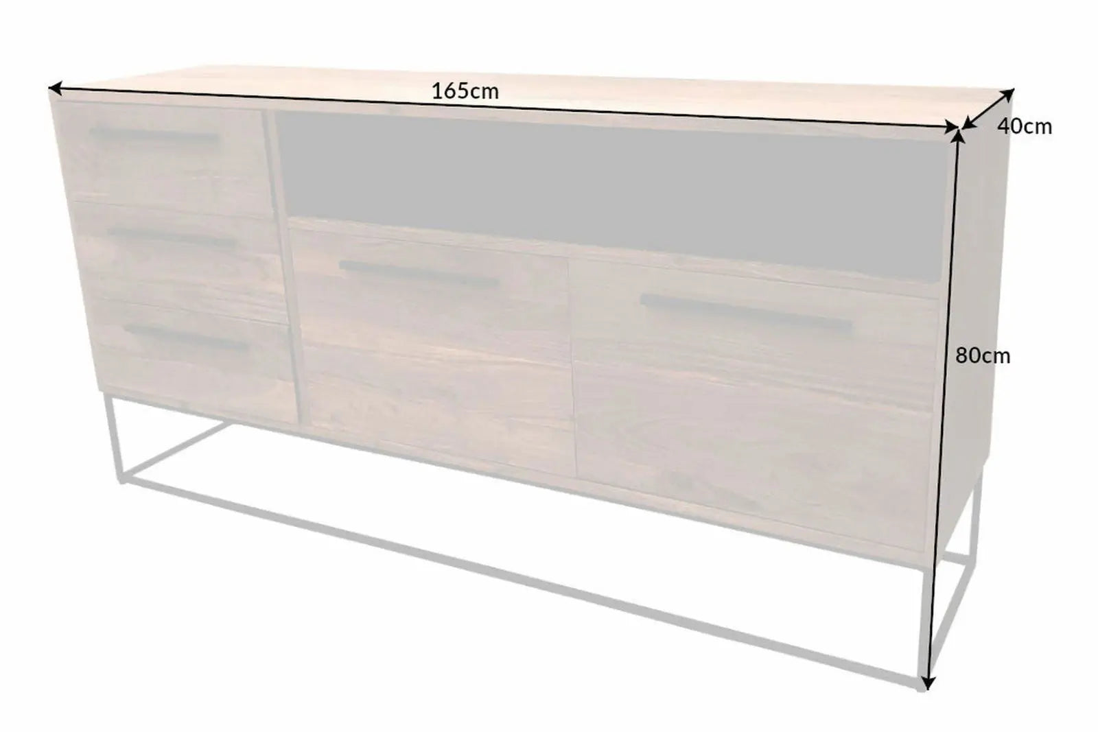 KOMODA STRAIGHT 165 cm AKACJA NATURALNA / 40295  / INVICTA INTERIOR