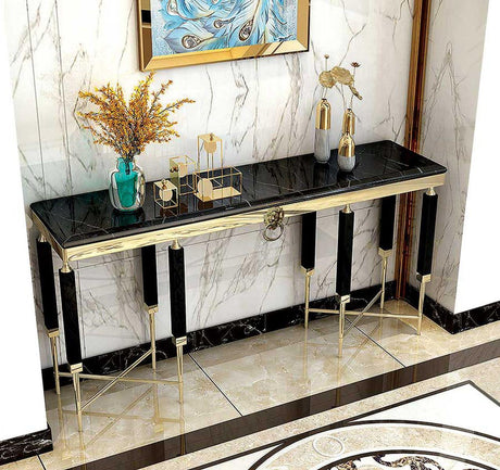 KONSOLA MODERN LEW 140 CM CZARNY / ZŁOTY / ART